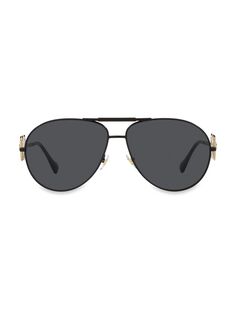 Солнцезащитные очки-авиаторы 65 мм Versace, черный