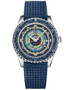 Унисекс Швейцарские автоматические часы Ocean Star Decompression Worldtimer с синим каучуковым ремешком, 41 мм Mido, синий
