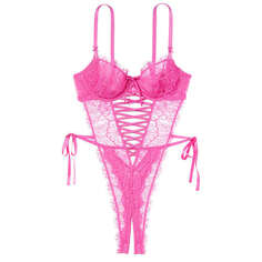 Боди Victoria&apos;s Secret Very Sexy Wicked Unlined Lace Crotchless Teddy, розовый