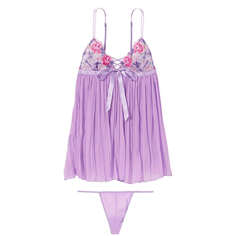 Ночная рубашка Victoria&apos;s Secret Very Sexy Floral Embroidery Pleated, светло-фиолетовый