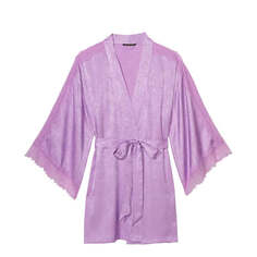 Халат Victoria&apos;s Secret Luxe Satin Jacquard Lace Inset, фиолетовый