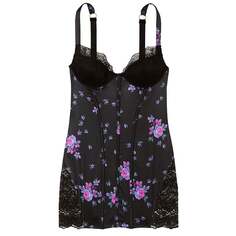 Ночная рубашка Victoria&apos;s Secret Stretch Satin Corset Mini Dress, черный/голубой/розовый