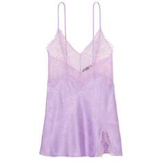 Ночная рубашка Victoria&apos;s Secret Lace Top Satin Jacquard Slip, фиолетовый