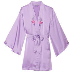 Халат Victoria&apos;s Secret Floral Embroidery Stretch Satin, фиолетовый
