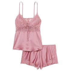 Пижама Victoria&apos;s Secret Stretch Lace &amp; Satin, розовый