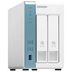 Сетевое хранилище QNAP TS-231P3, 2 отсека, 4Гб DDR3, без дисков, белый