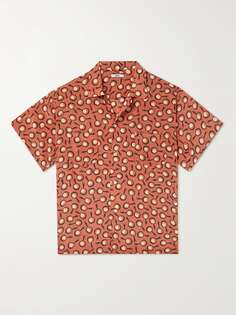 Рубашка из шелкового крепдешина с принтом Camp-Collar BODE, апельсиновый