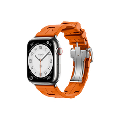 Умные часы Apple Watch Series 9 Hermes (GPS + Cellular), 45мм, Silver Case/Orange Kilim Single Tour