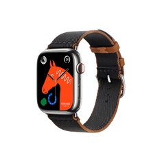 Умные часы Apple Watch Series 9 Hermes (GPS + Cellular), 45мм, Silver Case/Noir/Gold Twill Jump