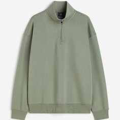 Свитшот H&amp;M Relaxed Fit Half-zip, зеленый H&M