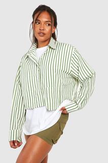 Укороченная рубашка с карманами Boohoo, зеленый
