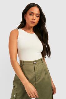 Боди petite basic racer neck Boohoo, серый