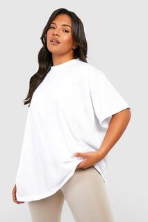 Базовая футболка plus super oversize из хлопка с круглым вырезом Boohoo, белый
