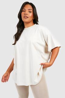 Базовая футболка plus super oversize из хлопка с круглым вырезом Boohoo, серый