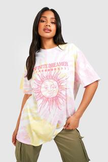 Футболка оверсайз celestial tie dye Boohoo, розовый