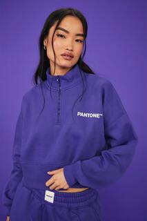 Свитшот на половине молнии pantone Boohoo, фиолетовый