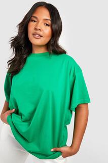 Базовая футболка plus оверсайз из хлопка с круглым вырезом Boohoo, зеленый