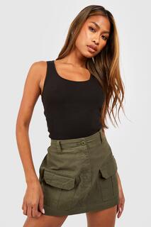 Боди basic rib racer neck Boohoo, черный