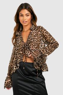 Блузка с леопардовым брюком Boohoo, шоколадный