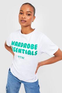 Высокий гардероб essentials футболка с графиком Boohoo, белый