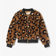 Куртка Michael Kors Kids Leopard Print Faux Fur, коричневый/черный