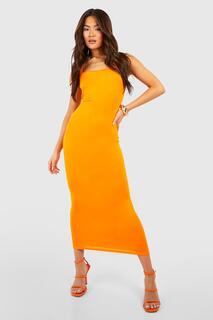 Базовое платье миди с квадратным вырезом Boohoo, оранжевый