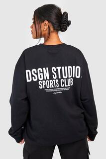 Свитшот оверсайз dsgn studio sports club Boohoo, черный