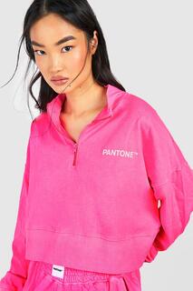 Свитшот на половине молнии pantone Boohoo, розовый