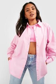 Рубашка оверсайз из поплин Boohoo, розовый