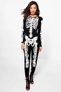 Высокий комбинезон скелет для хэллоуина Boohoo, черный