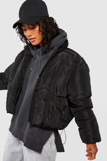 Куртка-пуховик с деталями вставки Boohoo, черный