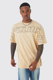 Оверсайзовая футболка ofcl man с графикой тедди Boohoo, песочный