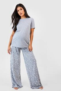 Брючный пижамный комплект для материнства с принтом звезды Boohoo, серый