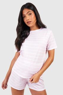 Короткий пижамный комплект в полоску для беременных Boohoo, розовый
