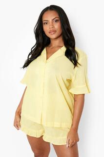 Пижамная рубашка с рукавами mix &amp; match plus Boohoo, лемон