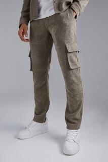 Узкие брюки-карго с текстюрной структурой smart Boohoo, разноцветный