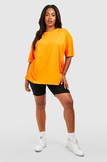 Базовая футболка plus оверсайз из хлопка с круглым вырезом Boohoo, оранжевый