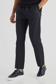 Узкие эластичные брюки с цепочкой растяжения в 4 направлениях Boohoo, черный