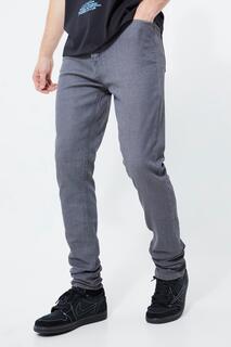 Высокие узкие джинсы с классиной на молнии и покрытием Boohoo, серый
