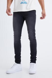 Высокие узкие джинсы стрейч Boohoo, черный