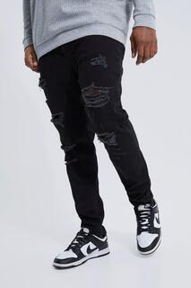Узкие джинсы plus стрейч с рваными средствами Boohoo, черный
