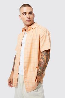 Легкая рубашка оверсайз с коротким рукавом Boohoo, оранжевый