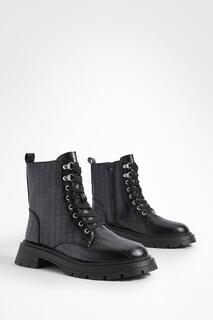 Байкерские ботинки croc с деталями tab Boohoo, черный