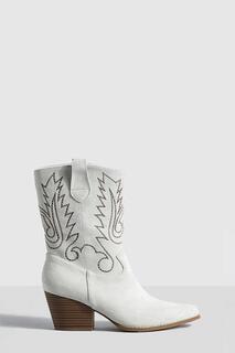 Детали строчки ковбойские ботинки в западном стиле Boohoo, серый