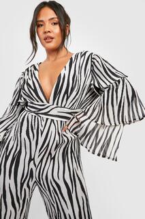 Комбинезон plus zebra со склиссированными деталями Boohoo, черный