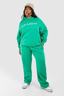 Спортивный костюм с капюшоном plus ath leisure с принтом Boohoo, зеленый