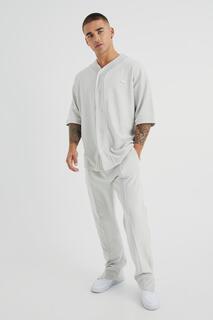 Спортивный костюм бейсбольная футболка оверсайз премиум премиум полотенца Boohoo, серый