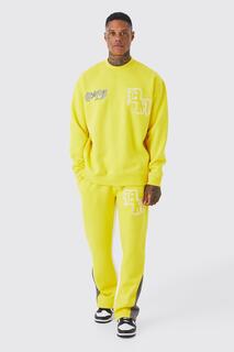 Спортивный костюм-свитер оверсайз с ластинкой Boohoo, желтый
