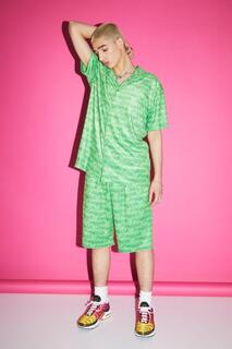 Рубашка и короткий комплект из полотенца оверсайз Boohoo, зеленый