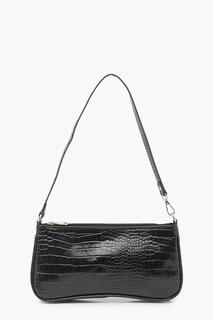 Сумка на плече croc simple zip wave base Boohoo, черный